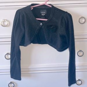 Girls, size 5T, black metallic sweater shrug